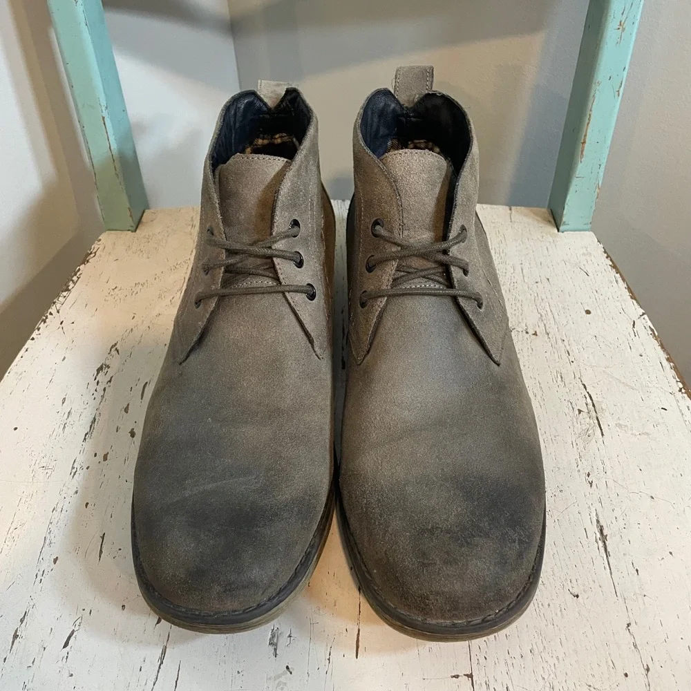 Roan Pharos Mens Suede Leather Chukka Boots Gray Taupe Size 11.5 Lace Up Rugged